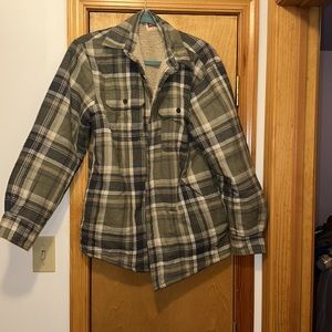 Flannel Shacket fleece lining button down front